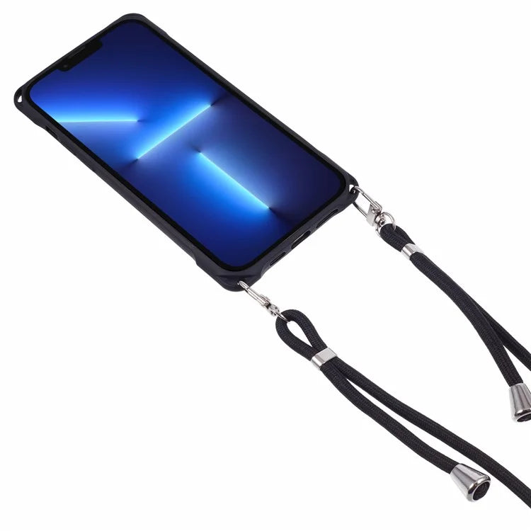 For iPhone 13 Pro Case PC+TPU Shockproof Phone Back Cover with Adjustable Strap