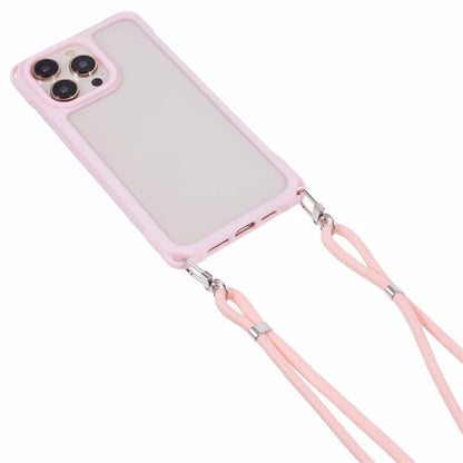 For iPhone 15 Pro Case PC+TPU Shockproof Phone Back Cover with Adjustable Strap