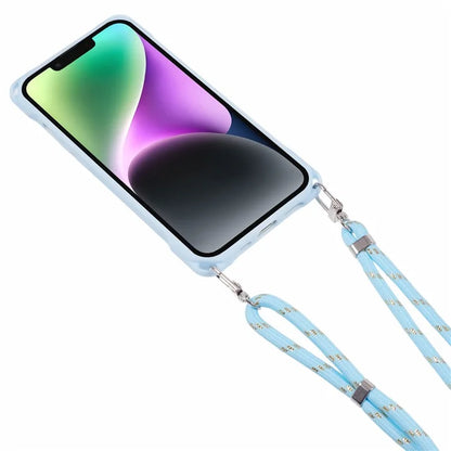 For iPhone 13 Case PC+TPU Shockproof Phone Back Cover with Adjustable Strap
