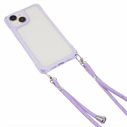 For iPhone 14 Case PC+TPU Shockproof Phone Back Cover with Adjustable Strap