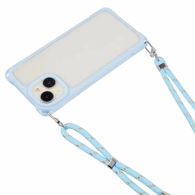 For iPhone 14 Case PC+TPU Shockproof Phone Back Cover with Adjustable Strap