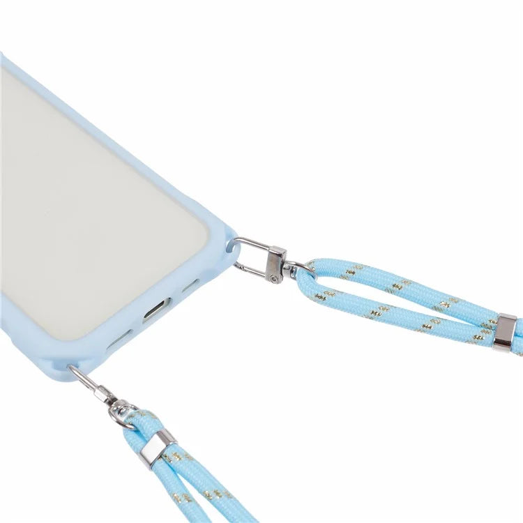 For iPhone 14 Case PC+TPU Shockproof Phone Back Cover with Adjustable Strap