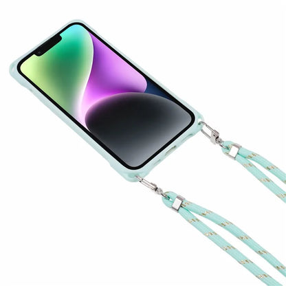 For iPhone 14 Case PC+TPU Shockproof Phone Back Cover with Adjustable Strap