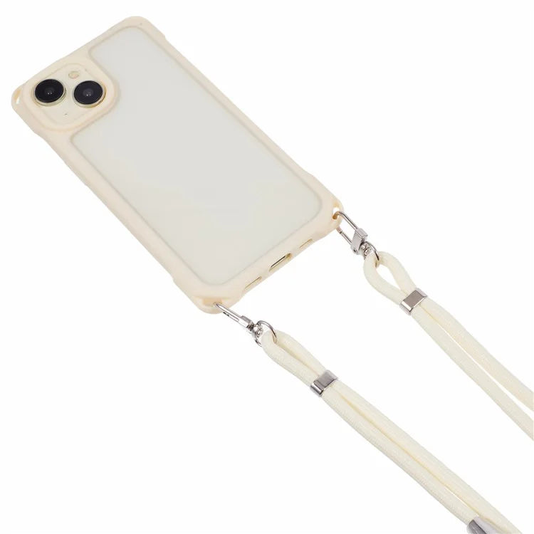 For iPhone 14 Case PC+TPU Shockproof Phone Back Cover with Adjustable Strap