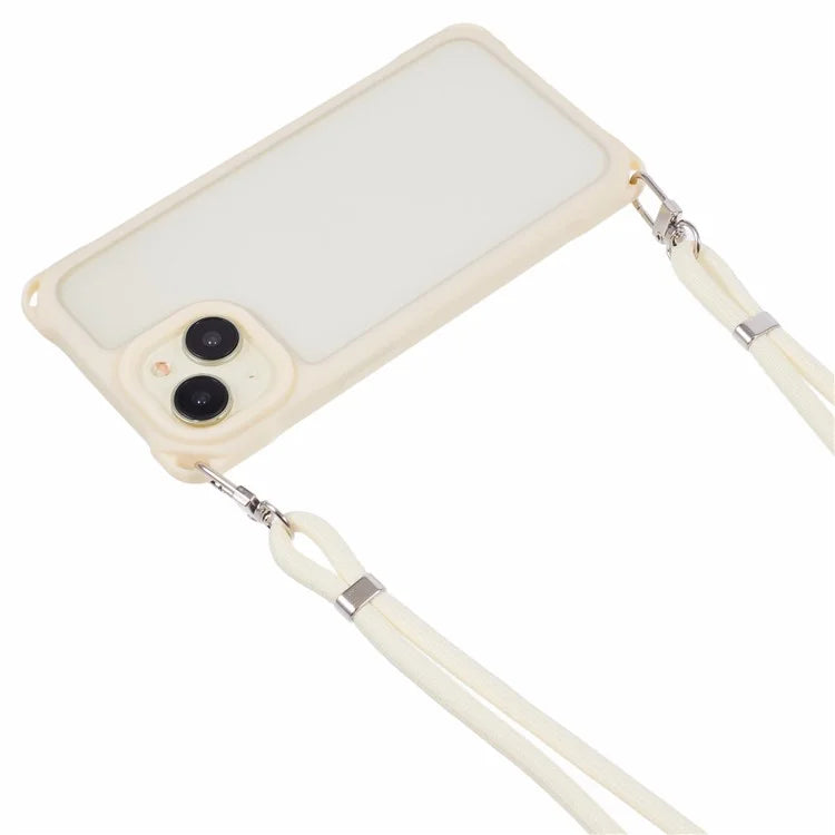 For iPhone 14 Case PC+TPU Shockproof Phone Back Cover with Adjustable Strap