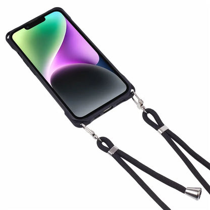 For iPhone 14 Case PC+TPU Shockproof Phone Back Cover with Adjustable Strap