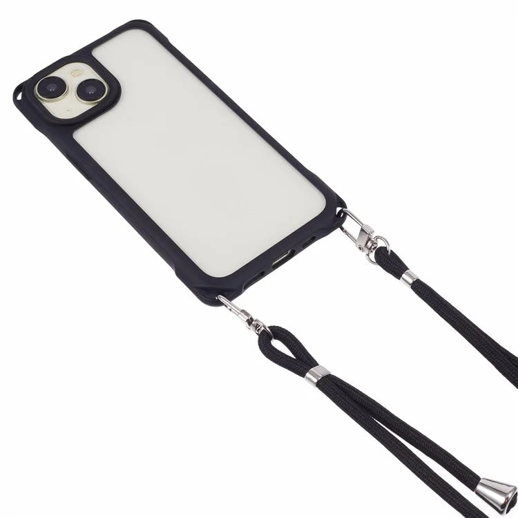 For iPhone 14 Case PC+TPU Shockproof Phone Back Cover with Adjustable Strap