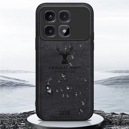 For Xiaomi Redmi K70 Ultra Case Deer Pattern Cloth Texture PU Leather Hybrid Phone Cover