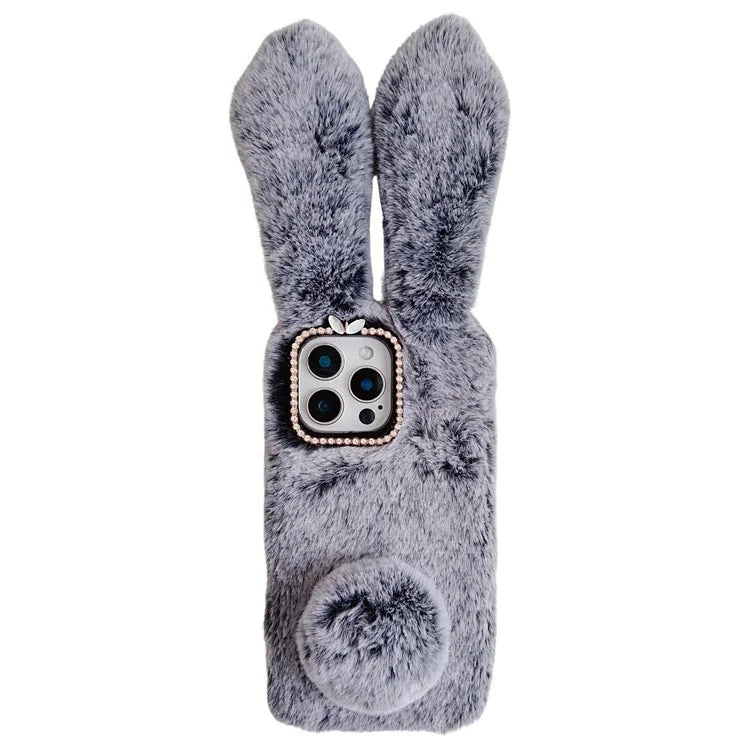 For iPhone 16 Pro Max Case Bunny Ears Furry Soft Warm TPU Phone Cover