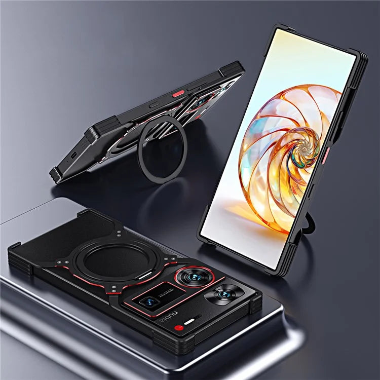 For ZTE nubia Z60 Ultra / Z60 Ultra Leading Kickstand Case Metal Bumper Magnetic Phone Cover