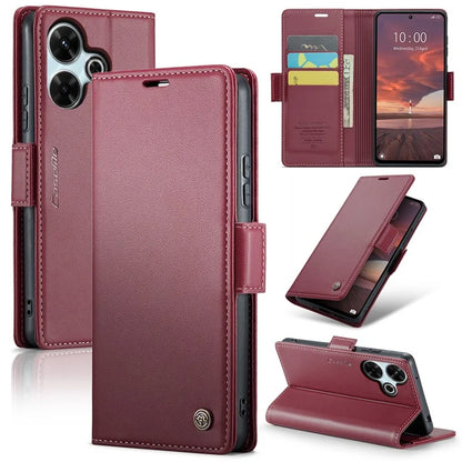 CASEME 023 Series For Xiaomi Redmi 13 5G  /  13 4G  /  Note 13R 5G Case RFID Blocking Glossy Stand Phone Cover