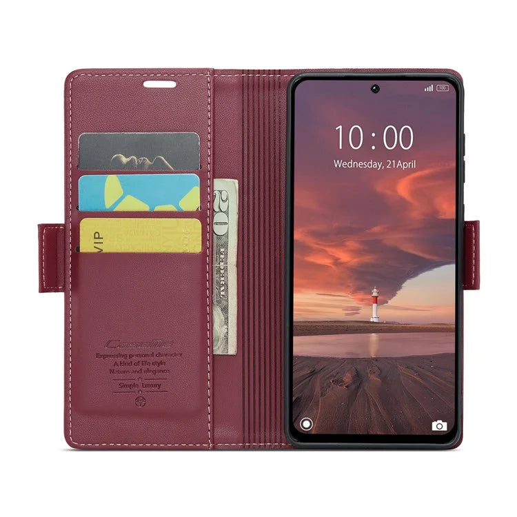 CASEME 023 Series For Xiaomi Redmi 13 5G  /  13 4G  /  Note 13R 5G Case RFID Blocking Glossy Stand Phone Cover