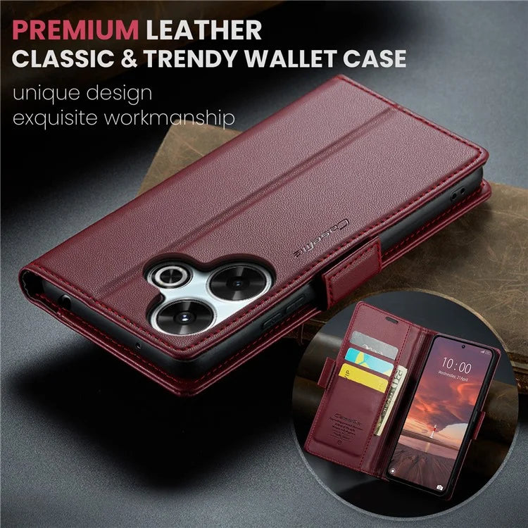 CASEME 023 Series For Xiaomi Redmi 13 5G  /  13 4G  /  Note 13R 5G Case RFID Blocking Glossy Stand Phone Cover