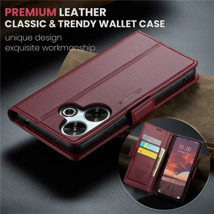 CASEME 023 Series For Xiaomi Redmi 13 5G  /  13 4G  /  Note 13R 5G Case RFID Blocking Glossy Stand Phone Cover