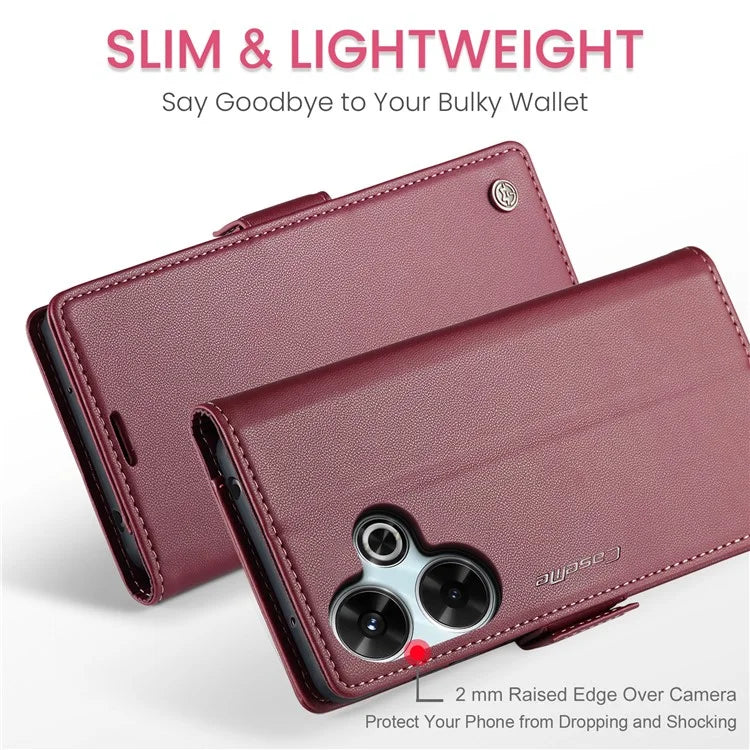 CASEME 023 Series For Xiaomi Redmi 13 5G  /  13 4G  /  Note 13R 5G Case RFID Blocking Glossy Stand Phone Cover