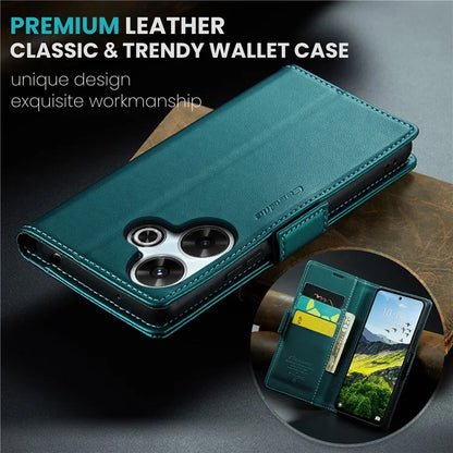 CASEME 023 Series For Xiaomi Redmi 13 5G  /  13 4G  /  Note 13R 5G Case RFID Blocking Glossy Stand Phone Cover