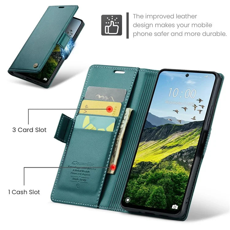 CASEME 023 Series For Xiaomi Redmi 13 5G  /  13 4G  /  Note 13R 5G Case RFID Blocking Glossy Stand Phone Cover