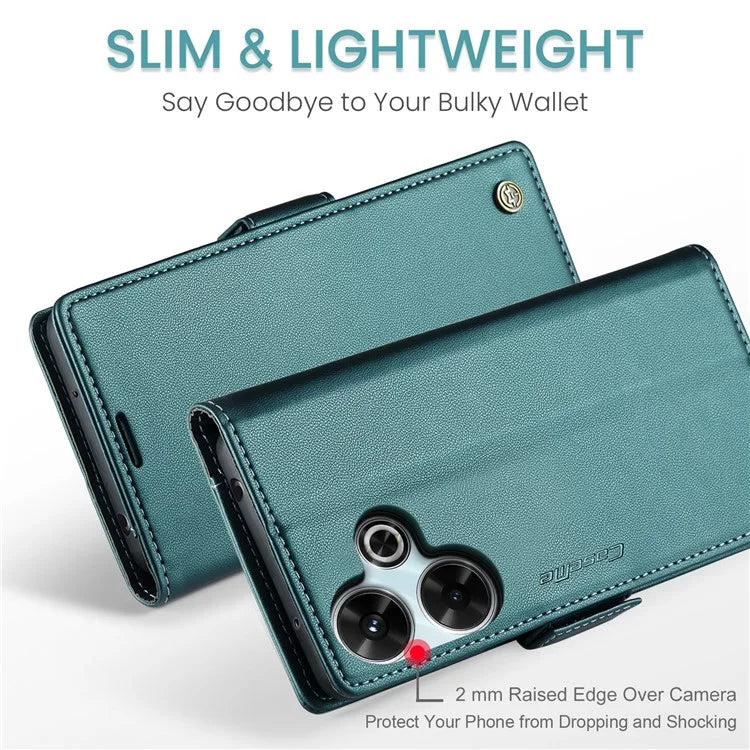 CASEME 023 Series For Xiaomi Redmi 13 5G  /  13 4G  /  Note 13R 5G Case RFID Blocking Glossy Stand Phone Cover