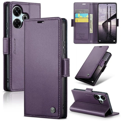 CASEME 023 Series For Xiaomi Redmi 13 5G  /  13 4G  /  Note 13R 5G Case RFID Blocking Glossy Stand Phone Cover