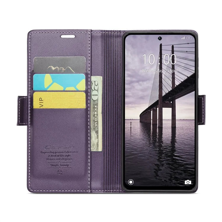 CASEME 023 Series For Xiaomi Redmi 13 5G  /  13 4G  /  Note 13R 5G Case RFID Blocking Glossy Stand Phone Cover