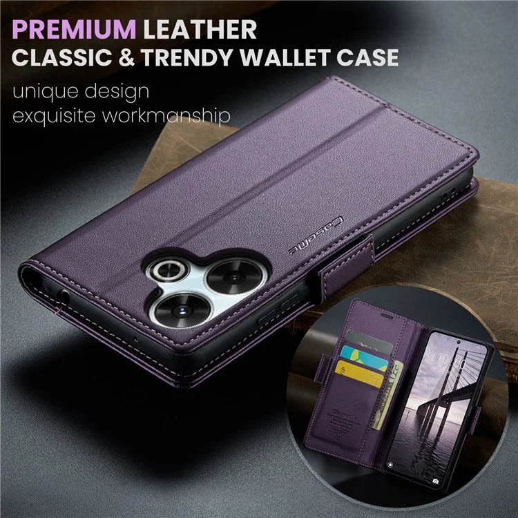 CASEME 023 Series For Xiaomi Redmi 13 5G  /  13 4G  /  Note 13R 5G Case RFID Blocking Glossy Stand Phone Cover