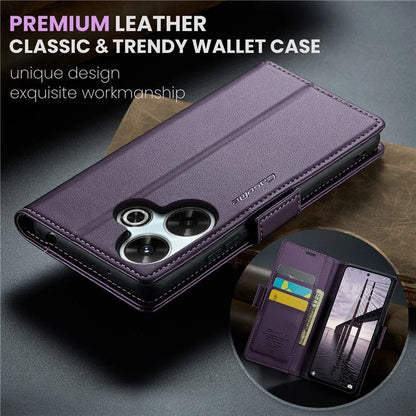 CASEME 023 Series For Xiaomi Redmi 13 5G  /  13 4G  /  Note 13R 5G Case RFID Blocking Glossy Stand Phone Cover
