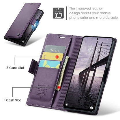 CASEME 023 Series For Xiaomi Redmi 13 5G  /  13 4G  /  Note 13R 5G Case RFID Blocking Glossy Stand Phone Cover