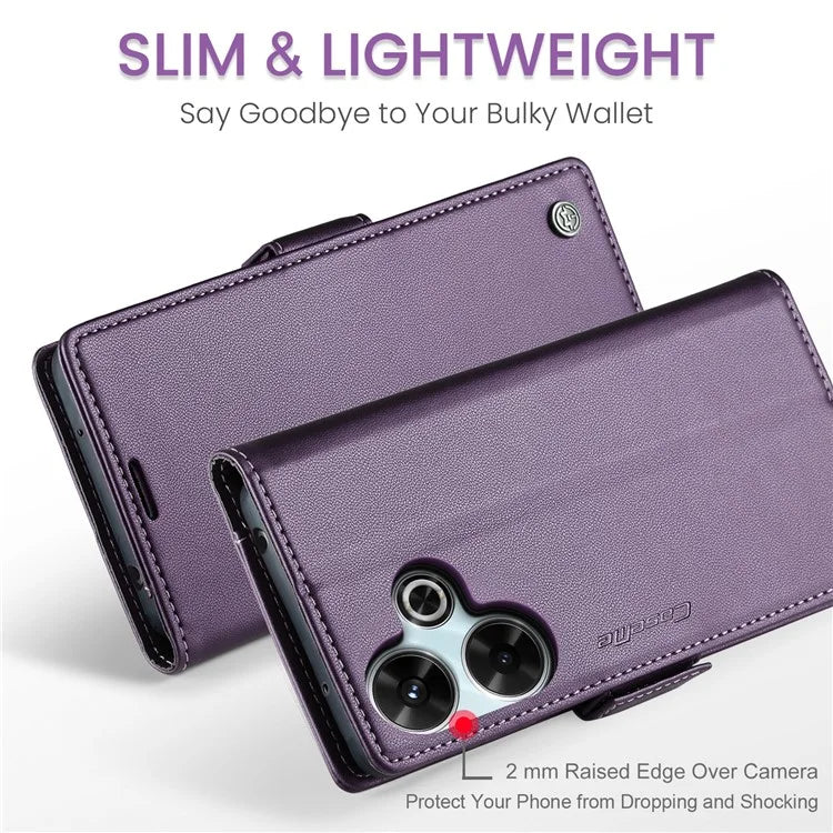 CASEME 023 Series For Xiaomi Redmi 13 5G  /  13 4G  /  Note 13R 5G Case RFID Blocking Glossy Stand Phone Cover