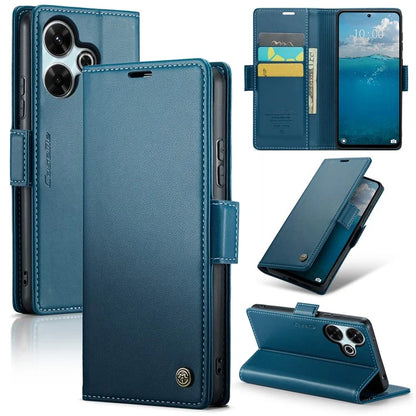 CASEME 023 Series For Xiaomi Redmi 13 5G  /  13 4G  /  Note 13R 5G Case RFID Blocking Glossy Stand Phone Cover