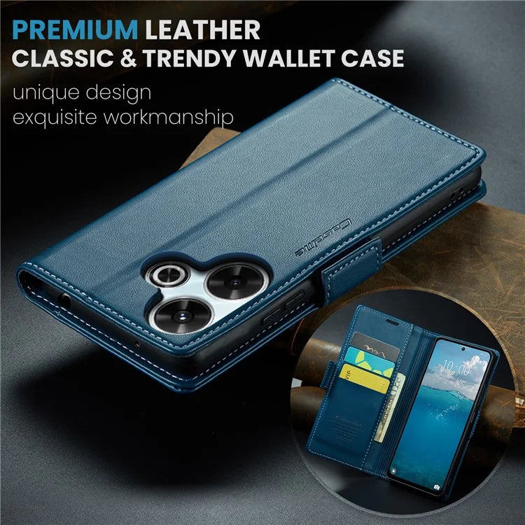 CASEME 023 Series For Xiaomi Redmi 13 5G  /  13 4G  /  Note 13R 5G Case RFID Blocking Glossy Stand Phone Cover