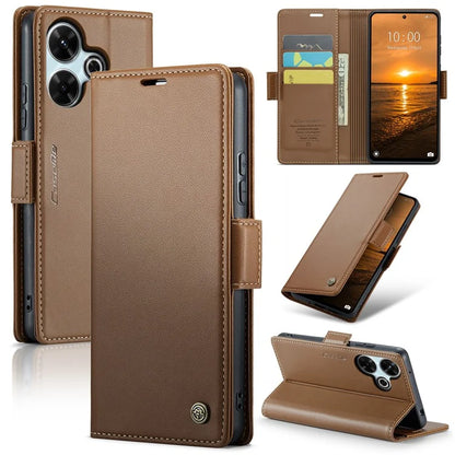 CASEME 023 Series For Xiaomi Redmi 13 5G  /  13 4G  /  Note 13R 5G Case RFID Blocking Glossy Stand Phone Cover