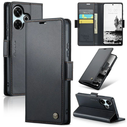 CASEME 023 Series For Xiaomi Redmi 13 5G  /  13 4G  /  Note 13R 5G Case RFID Blocking Glossy Stand Phone Cover