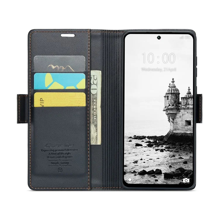 CASEME 023 Series For Xiaomi Redmi 13 5G  /  13 4G  /  Note 13R 5G Case RFID Blocking Glossy Stand Phone Cover