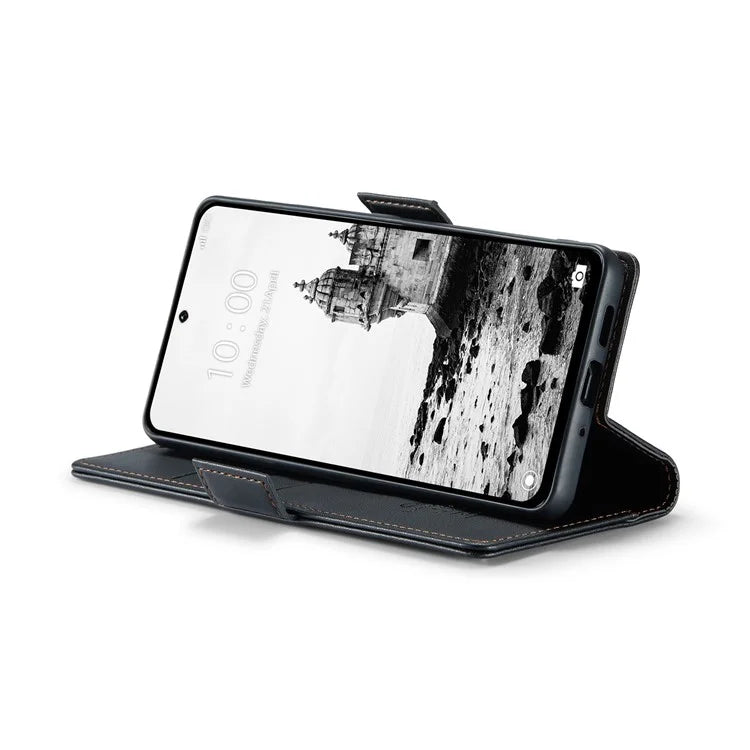 CASEME 023 Series For Xiaomi Redmi 13 5G  /  13 4G  /  Note 13R 5G Case RFID Blocking Glossy Stand Phone Cover