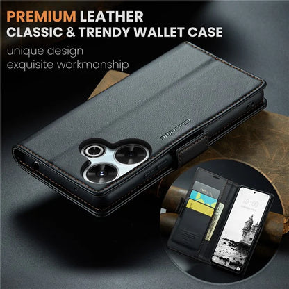 CASEME 023 Series For Xiaomi Redmi 13 5G  /  13 4G  /  Note 13R 5G Case RFID Blocking Glossy Stand Phone Cover