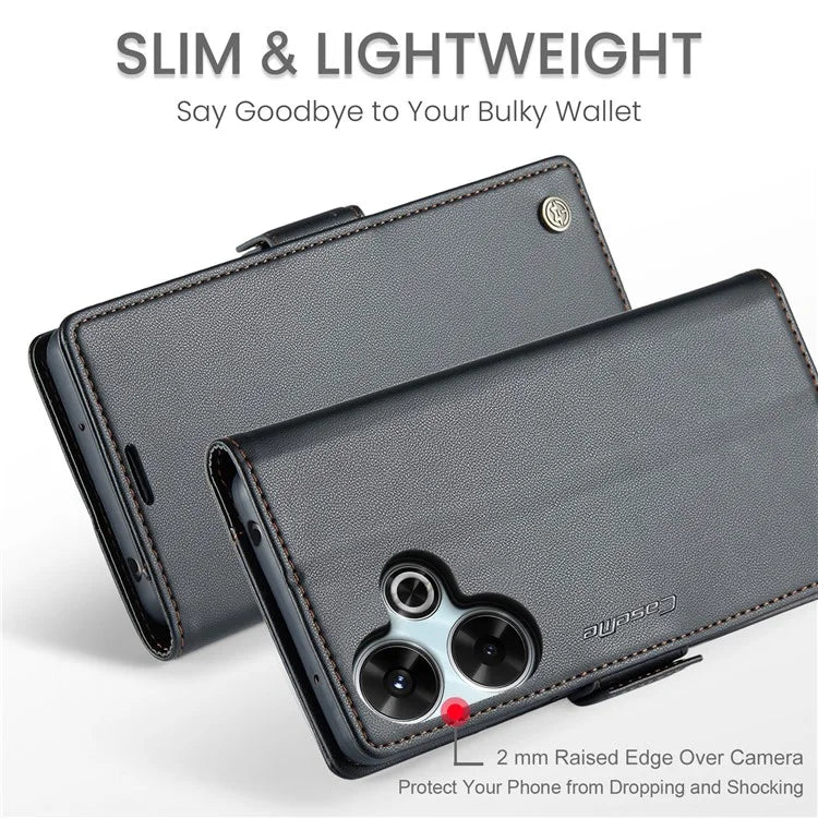 CASEME 023 Series For Xiaomi Redmi 13 5G  /  13 4G  /  Note 13R 5G Case RFID Blocking Glossy Stand Phone Cover