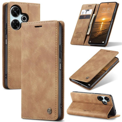CASEME 013 Series For Xiaomi Redmi 13 5G  /  13 4G  /  Redmi Note 13R 5G Case Card Holder Stand Leather Phone Cover