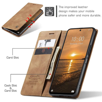 CASEME 013 Series For Xiaomi Redmi 13 5G  /  13 4G  /  Redmi Note 13R 5G Case Card Holder Stand Leather Phone Cover