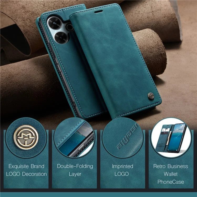 CASEME 013 Series For Xiaomi Redmi 13 5G  /  13 4G  /  Redmi Note 13R 5G Case Card Holder Stand Leather Phone Cover