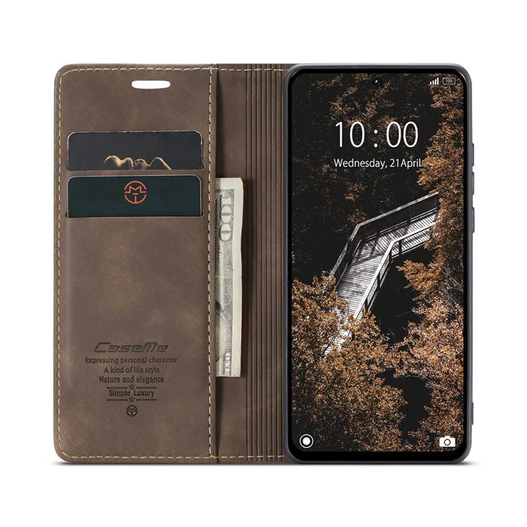 CASEME 013 Series For Xiaomi Redmi 13 5G  /  13 4G  /  Redmi Note 13R 5G Case Card Holder Stand Leather Phone Cover