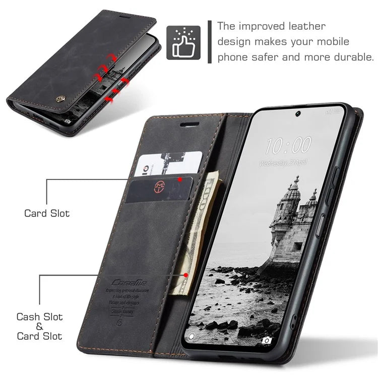 CASEME 013 Series For Xiaomi Redmi 13 5G  /  13 4G  /  Redmi Note 13R 5G Case Card Holder Stand Leather Phone Cover
