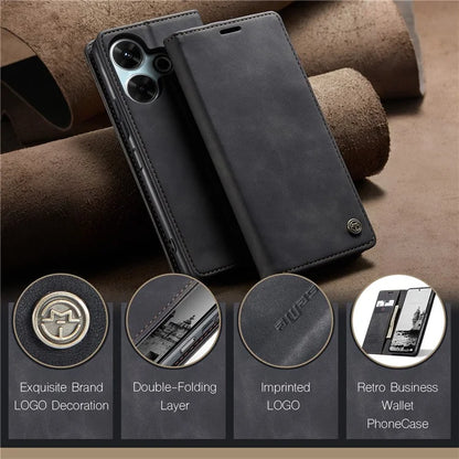 CASEME 013 Series For Xiaomi Redmi 13 5G  /  13 4G  /  Redmi Note 13R 5G Case Card Holder Stand Leather Phone Cover