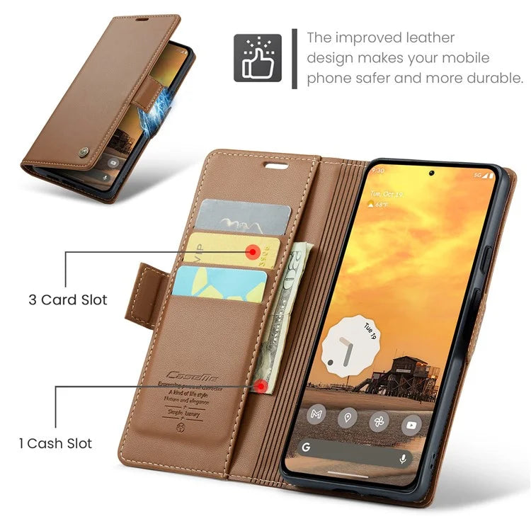 CASEME 023 Series For Google Pixel 9 Pro  /  Pixel 9 Case RFID Blocking Glossy Stand Phone Cover
