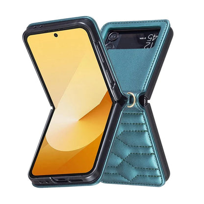 For Samsung Galaxy Z Flip4 5G Leather Case V-Shape Grip Back Cover with Shoulder Strap