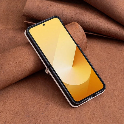 For Samsung Galaxy Z Flip6 5G  /  Z Flip5 5G Leather Case Wave Pattern Phone Back Cover with Shoulder Strap