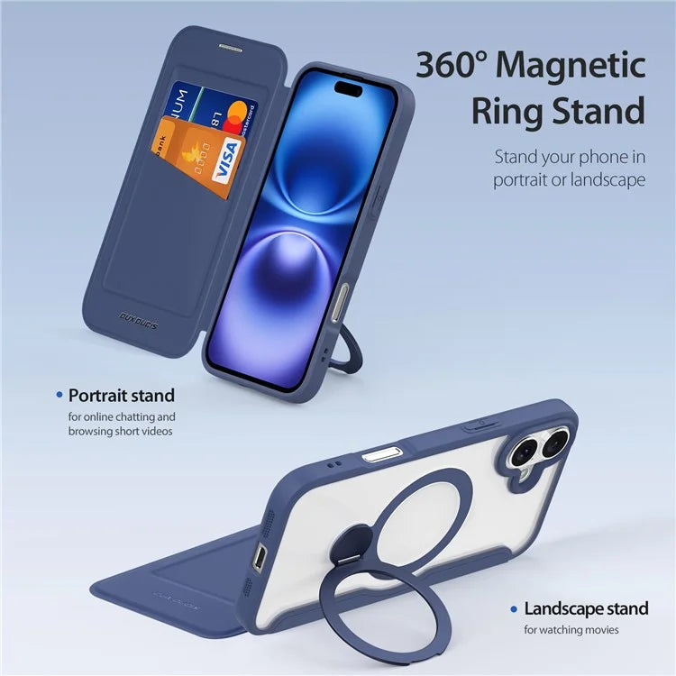 DUX DUCIS Skin X Pro Series for iPhone 16 Plus Case Compatible with MagSafe Leather Cover Kickstand