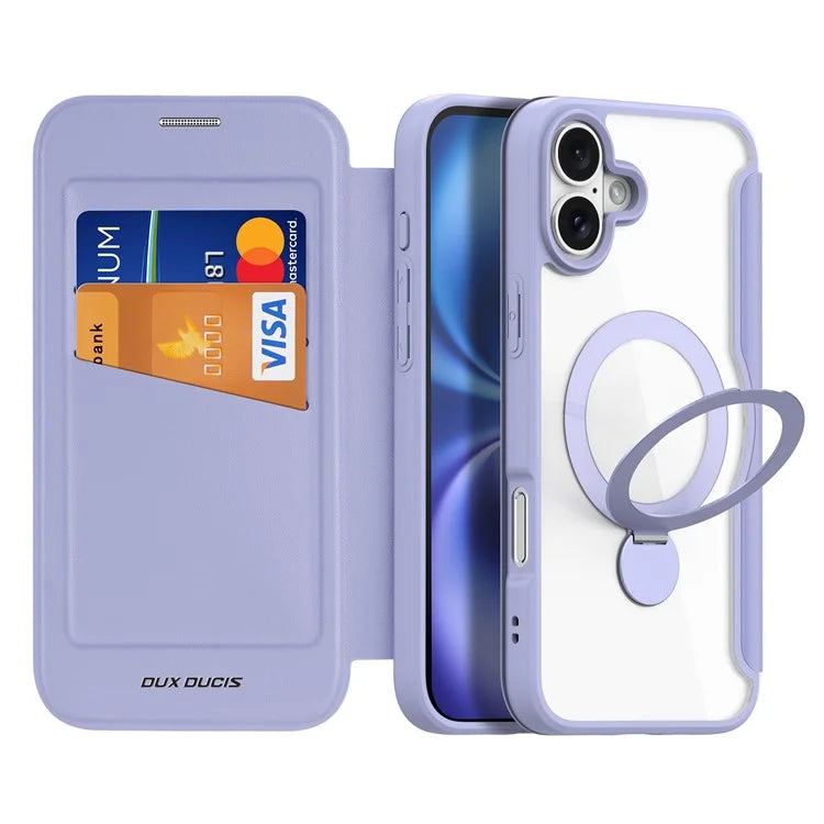 DUX DUCIS Skin X Pro Series for iPhone 16 Plus Case Compatible with MagSafe Leather Cover Kickstand