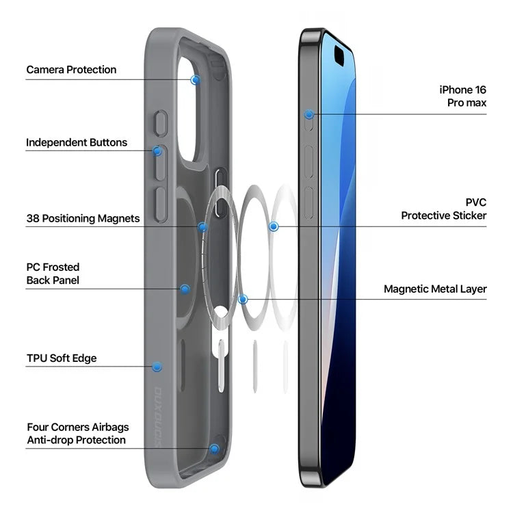 DUX DUCIS Yind Series For iPhone 16 Pro Max Magnetic Case TPU Frame Matte PC Back Phone Cover