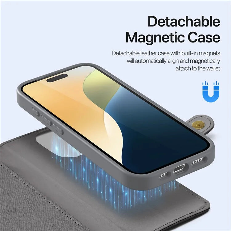 DUX DUCIS Lawa Series for iPhone 16 Pro Max Magnetic Case Cowhide Leather Detachable Phone Cover