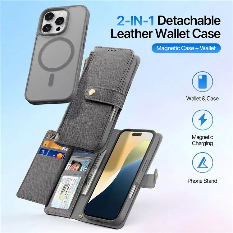 DUX DUCIS Lawa Series for iPhone 16 Pro Max Magnetic Case Cowhide Leather Detachable Phone Cover